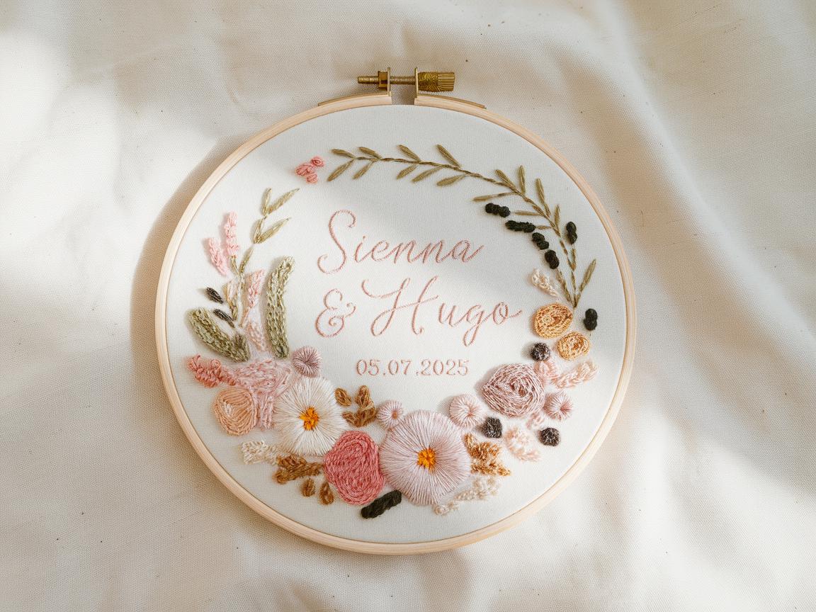 Custom Wedding Embroidery Hoop With Flowers and Names – Personalized ...