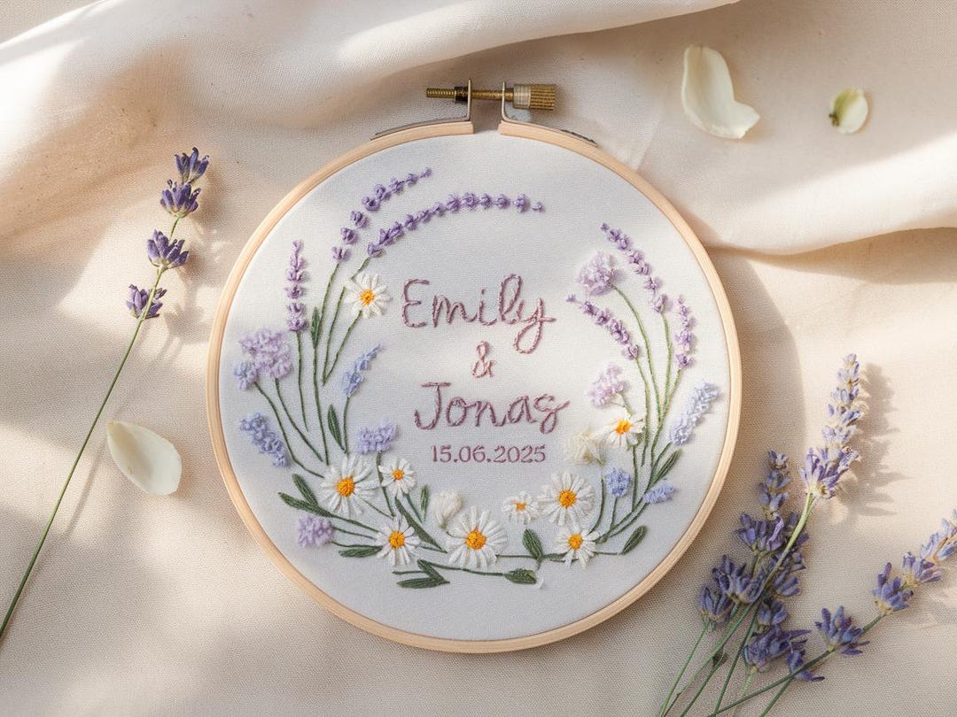 Custom Wedding Embroidery Hoop With Flowers and Names – Personalized ...