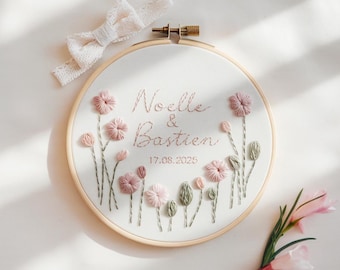 Custom Wedding Embroidery Hoop With Flowers and Names – Personalized ...