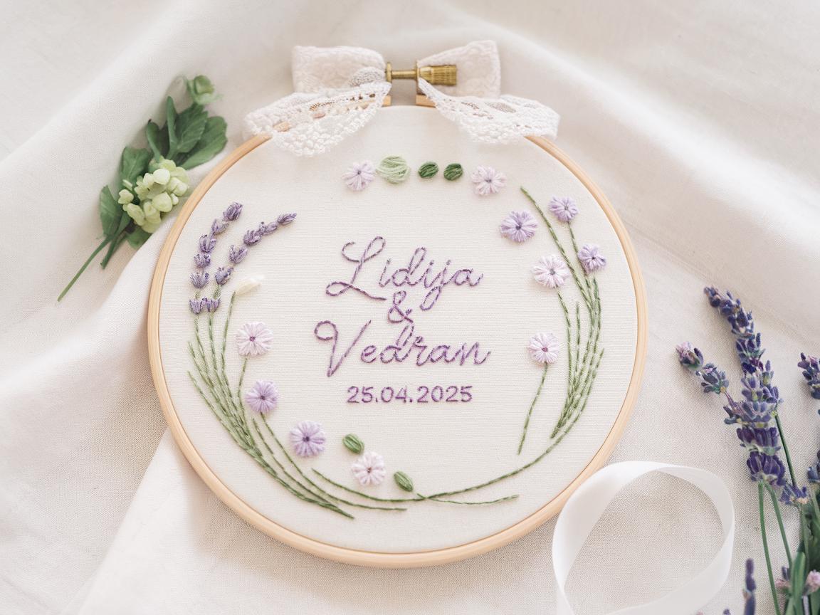 Custom Wedding Embroidery Hoop With Flowers and Names – Personalized ...