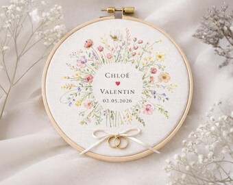 Custom Wedding Embroidery Hoop With Flowers and Names – Personalized ...