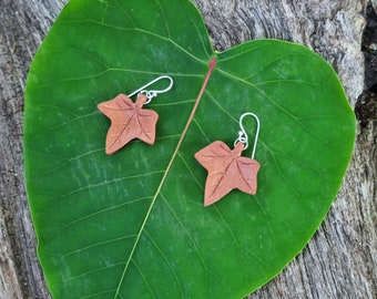 Boucles d'oreilles feuille de lierre - Boucles d'oreilles petite feuille - Crochets en argent Stirling