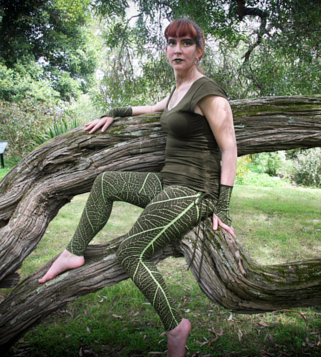 Leaf Print Leggings Full Length LARP Costume Pixie - Etsy