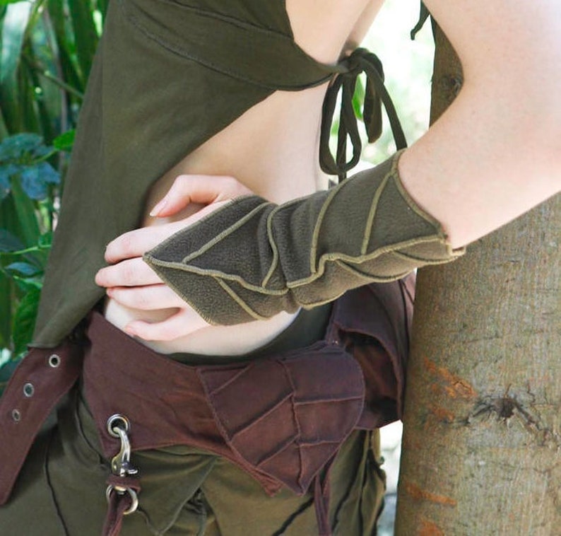 Fleecy Leafy cuffs Pair of Arm Warmers Arm Cuffs Zelda Cosplay Gauntlets Bracers image 1