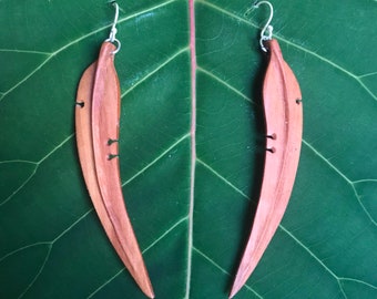 Large Gum Leaf Earrings - Dangle Earrings - 3D Earrings