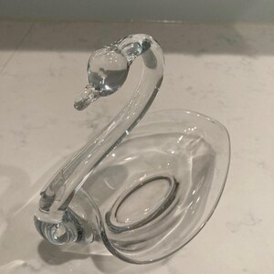 Vintage Clear Glass Swan - Tiffin Duncan & Miller 1950&#39;s Trinket Dish - Glass Swan Candy Dish -