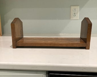 Vintage Tabletop Bookshelf w/ Bookends, Hand Made Wooden Countertop Book Storage