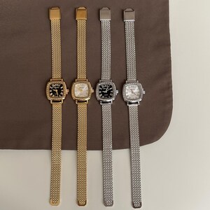 Vintage Accurist Watch for Women, Gold or Silver Quartz Wristwatch, Black Dial Retro Cocktail Watch, Elegant Gift for Her, Ladies Jewelry