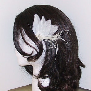 Wedding, Feather, Hair, Accessory, Fascinator, Bridal IVORY WHISPER image 3