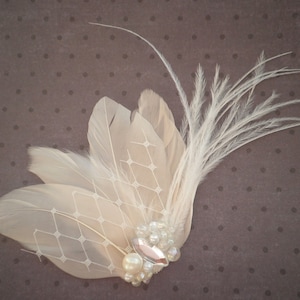 Wedding, Feather, Hair, Accessory, Fascinator, Bridal -IVORY WHISPER