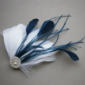 White, Navy, Wedding, hair, accessory, Bridal, Accessories, Feather, hair clip, fascinators, Bride NAVY WEDDING image 4