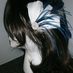 White, Navy, Wedding, hair, accessory, Bridal, Accessories, Feather, hair clip, fascinators, Bride NAVY WEDDING image 5