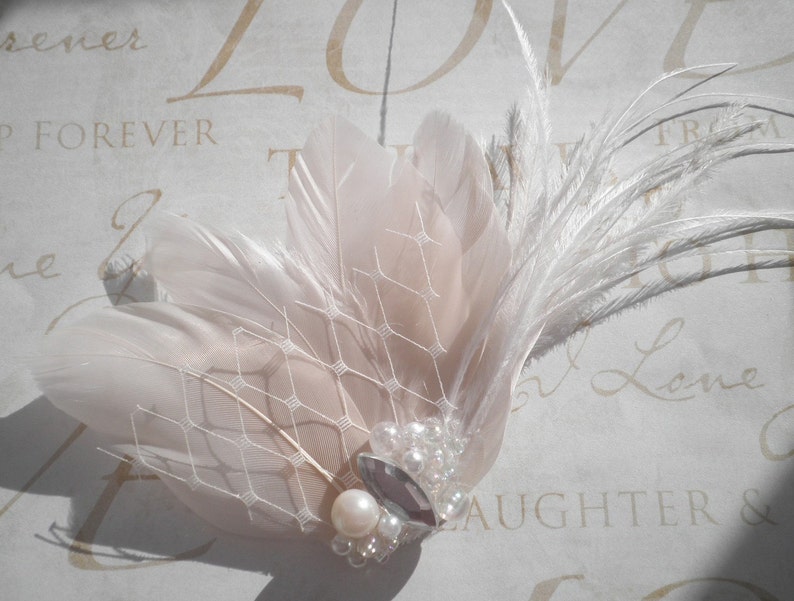 Wedding, Feather, Hair, Accessory, Fascinator, Bridal IVORY WHISPER image 2