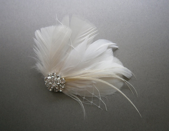 Ivory, Feather, White, Weddings, Hair, Accessory, Facinator  display picture 2