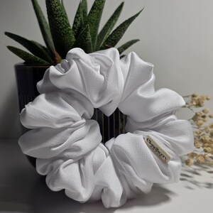 White Fluffy Scrunchie | Elegant Classic Hair Scrunchie | Fluffy Oversized Hair Accessory | Gift for Her | Bridal Hair Scrunchie | Wedding