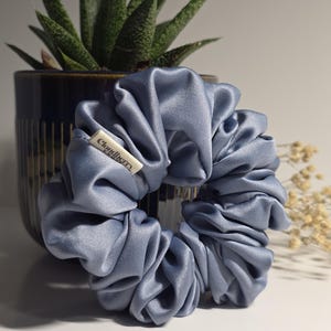 Elegant Blue Satin Scrunchie | Elegant Hair Accessory | Handmade Hair Tie | Soft Satin Scrunchie | Gift for Her | Bridesmaid Hair Scrunchie