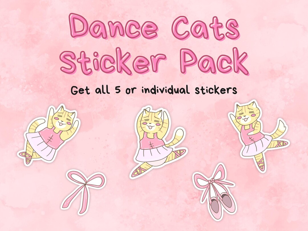 Dance Cats Sticker Pack - Get All 5 or Individual Stickers, Premium ...