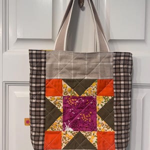 Quilted Patchwork Reversible Tote Bag, Everyday Tote, Market Bag, Bible Bag, Gift, image 3