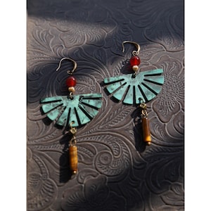 Japanese Windchime Earrings, Hollow Glass Bead, 14K Gold Plated, Geometric Earrings Vintage earrings