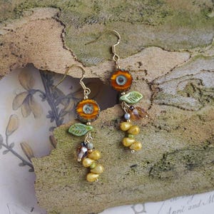 Japanese Windchime Earrings, Hollow Glass Bead, 14K Gold Plated, Geometric Earrings Vintage earrings