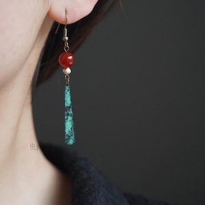 Japanese Windchime Earrings, Hollow Glass Bead, 14K Gold Plated, Geometric Earrings