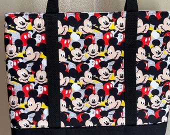 Mickey Mouse Cotton Tote Bag: Handmade Character Print Bag