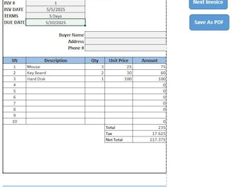 Automated Invoice Template: Easy-to-Use Excel Billing Tool (Digital Download)