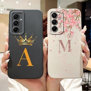 Funda personalizada para Samsung Galaxy A16 5G / Funda personalizada con letras y diseño floral o de corona / Funda personalizada con iniciales elegantes