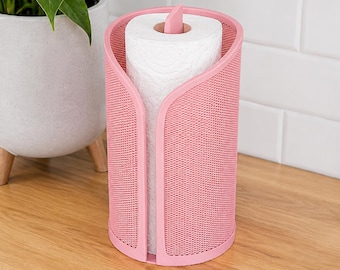 Modern Elegant Minimalist Paper Towel Holder – Woven Patterned, Textured Sculptural Kitchen Countertop Organizer & Decor