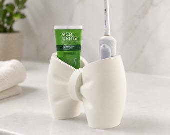 Toothbrush Holder, Ribbon Vanity Organizer, Makeup Brush Storage, Bow Bathroom Decor