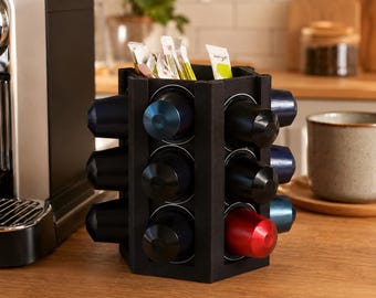 Espresso Capsule Holder, Coffee Pod Organizer, Countertop Storage Tower, Kitchen Station Gift