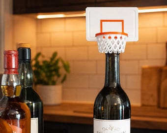 Basketball Wine Stopper, Hoop Bottle Cork, Sports Fan Bar Decor, Coach Gift