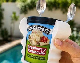 Pint Ice Cream Holder, Dessert Tub Cozy, Spoon Slot Sleeve, Movie Night Gift