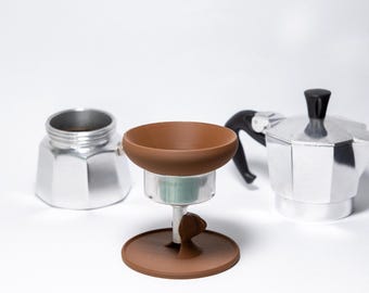 3D Printed Moka Pot Express Dosing Kit, Coffee Funnel Stand, Barista Accessory (PLA Bioplastic)
