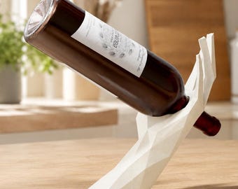 Wine Bottle Holder, Balance Display Stand, Modern Bar Decor, Housewarming Gift