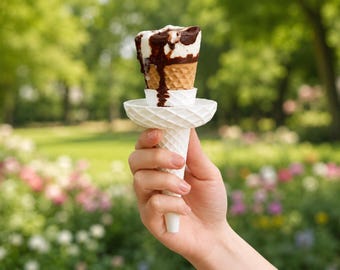 Ice Cream Cone Holder, Drip Catch Tray, Waffle Dessert Stand, Summer Party Gift