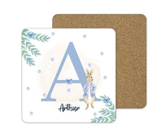 Personalised  coaster boys peter rabbit 1st birthday/ christening gift  drinks coaster