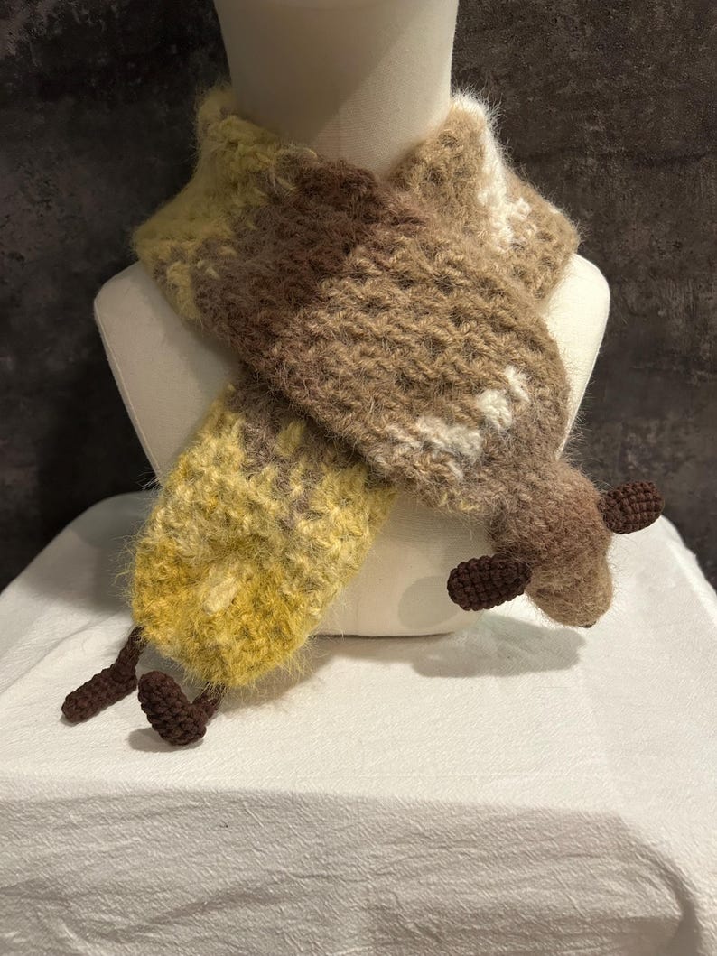 Crochet Dachshund Scarf, Sausage Dog Scarf, Handmade Scarf, Cute Winter Neck Scarf, Dog Lover Gift Golden Meadow