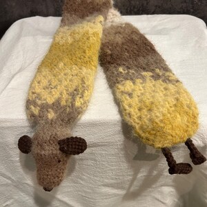 Crochet Dachshund Scarf, Sausage Dog Scarf, Handmade Scarf, Cute Winter Neck Scarf, Dog Lover Gift Honey Butter Dog