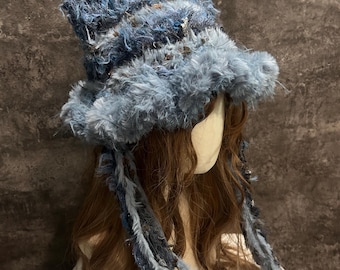Handcrafted Cat Ear Beanie, Fuzzy Cat Ear Earflap Beanie - Handmade Crochet Winter Hat, Knit Hat