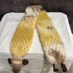 Crochet Dachshund Scarf, Sausage Dog Scarf, Handmade Scarf, Cute Winter Neck Scarf, Dog Lover Gift Sunlit Cream Dog