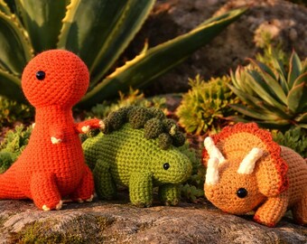 Crochet Dinosaur Pattern Bundle | Stegosaurus T-Rex Triceratops | Amigurumi Dinosaur Toy PDF