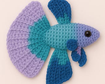 Virk-/Amigurumi-mönster för Betta/Siamese Fighter Fish PDF direktnedladdning
