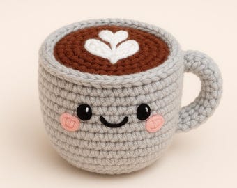 Crochet/Amigurumi Pattern Coffee Cup with Latte Art PDF Instant Download
