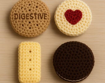 Crochet/Amigurumi Pattern 4in1 Bundle Biscuit Variety (Digestive, Jammy Dodger, Shortbread, Oreo Style) PDF Instant Download