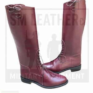 Handmade German Officer Riding Leather Long Boot Pointed Toe With Leather Sole. Boot, Military Boot, Men Boot, Long Boot, Officer Boot.