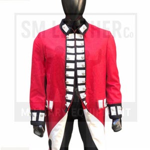 British Redcoat Costume – 18th Century Revolutionary War Uniform,Colonial Soldier Jacket, Historical Reenactment, Halloween, Military Attire
