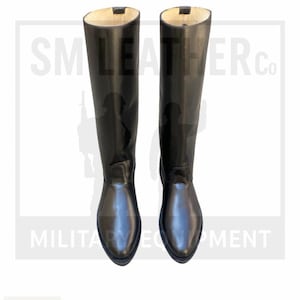Handmade German Officer Leather Long Boot Pointed Toe With Leather Sole Black Color. Boot, Army Boot, Men Boot, Long Boot, Officer Boot.