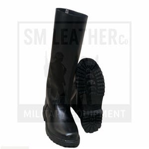 Leather Long Boots With Rubber Sole, Handmade Horse Riding Black Boots, Unisex Hiking and Jungle Wear, Military Combat Boots Boot For Men.