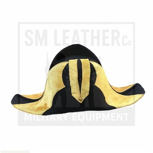 Napoleonic Bicorne Hat | Gold Trimmed Officer Dress Hat | Historical Military Reenactment Costume | Handmade Vintage Replica.